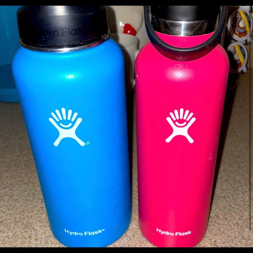 Blue and Pink Hydroflasks